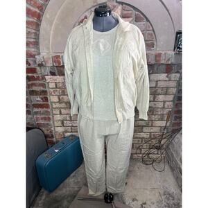 sweater pants set linen blend monochromatic tan